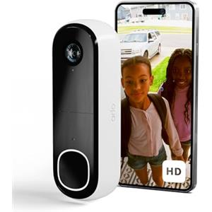 Arlo Essential FHD Videocitofono, Telecamera WiFi Esterno Senza Fili, Campanello Senza Fili da Esterno, Citofono Smart, Sensore Movimento, Visione Notturna, Sirena, Prova Inclusa Secure App, Bianco