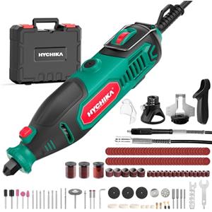 HYCHIKA BETTER TOOLS FOR BETTER LIFE HYCHIKA Utensile Rotante 150W con affilacatene, 7 vel 10.000-33.000 giri/min. 167 accessori per levigatura, lucidatura, taglio, foratura e incisione