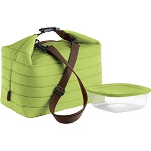 Guzzini - On the Go, Borsa Termica Grande con Tracolla con Contenitore - Verde Mela, (Bag) 30 x 18 x h30 cm; (Container) 19,6 x 19,6 x h7 cm, 1400 cc - 03290384