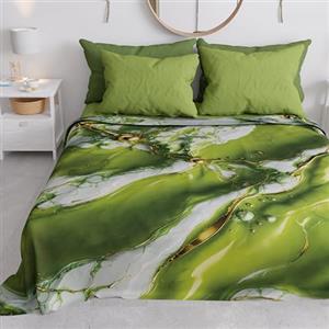 PETTI Artigiani Italiani - Copriletto Matrimoniale Primavera Estate, Coperta Leggera Matrimoniale, Lenzuola Copri Letto, Marmo Verde, 100% Made in Italy