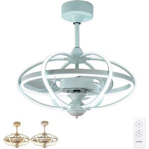 Bastilipo Miami-Ventilatore da soffitto con Luce Telecomando-3 Colori LED-Gamma Luxury, Metallo, Bianco, Diametro Total 63 cm
