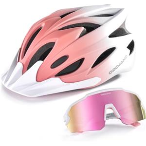 Odoland Casco da bici Flash con occhiali da ciclismo - Casco da ciclismo per adulti per bici da strada Mountain Bike - Casco da ciclismo leggero e regolabile per uomini e donne