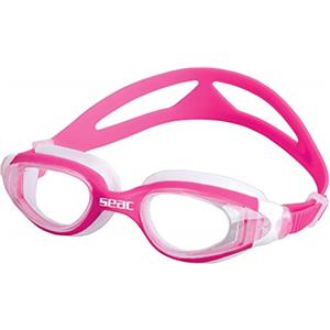 SEAC Ritmo JR, Occhialini da Nuoto in Piscina e in Mare per Bambini e Ragazzi, Bianco/Rosa