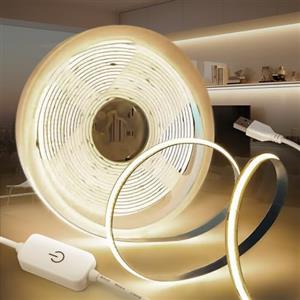 KSIBNW Striscia LED COB USB 5V, Bianco Naturale 4000K 2M Luci LED Autoadesivo Tubo Dimmerabili Strisce Larghezza 8mm Flessibile Alta Luminosità Nastro per Retroilluminazione TV, Cucina