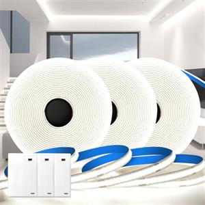 KSIBNW Striscia LED a Batteria 1M 3Pezzi, Strisce LED COB Alimentata a Batteria, Bianco Freddo 6000K Luci 5V Autoadesivo Tubo Luminosa Interno Nastri per Cucina, Camera da Letto, Scaffali, Armadi