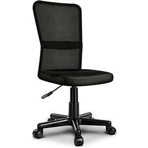 TRESKO® Sedia da Ufficio Girevole, Regolabile in Altezza, Sedile Imbottito, Ergonomica, Pistone Approvato SGS (Nero)