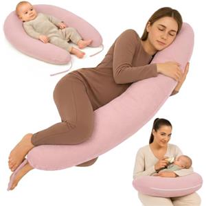 Totsy Baby Cuscino gravidanza 190 cm cuscino allattamento - Pregnancy Pillow maternità Body Pillow fodera in cotone lavabile sfoderabile - certificato OEKO-TEX Rosa Cipria