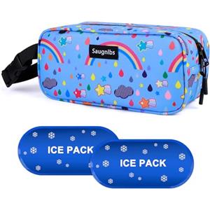 Saugnlbs Piccola borsa termica, mini borsa termica con impacchi di ghiaccio, piccola borsa termica per il pranzo con fibbia a maniglia, borsa per il pranzo congelabile per viaggi/lavoro/scuola