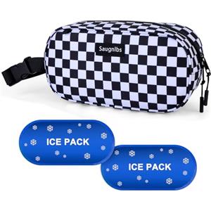 Saugnlbs - Borsa termica piccola, borsa frigo piccola, mini borsa frigo, pranzo congelabile con 2 pacchi di ghiaccio per lavoro, scuola, viaggio, scatola snack congelabile per adulti, 25,4 x 10,2 x