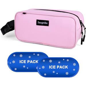 Saugnlbs Piccola borsa termica Mini borsa termica, scatola isolante con gel refrigeranti, borsa termica isolata con cinturino, borsa per pranzo congelabile per viaggi/lavoro/scuola/outdoor, Rosa