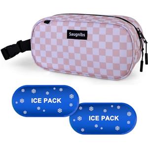 Saugnlbs Borsa Termica Piccola, Borsa Fredda Piccola, Mini Borsa Fredda, Borsa per il Pranzo Congelabile con 2 Pacchi di Ghiaccio per Lavoro Scuola Viaggi, Scatola per Snack Congelabile per Adulti