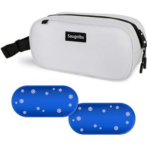 Saugnlbs - Borsa termica piccola, borsa frigo piccola, mini borsa termica, pranzo congelabile con 2 pacchi di ghiaccio per lavoro, scuola, viaggio, scatola snack congelabile per adulti, 25,4 x 10,2 x