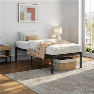 Yaheetech Struttura Letto Singolo Metallo per Materasso 90 x 200 cm Nero