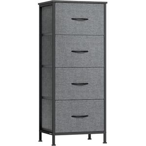 SONGMICS Collezione BELLAH - Cassettiera, Mobile Contenitore, Armadietto, per Camera da Letto, Ingresso e Soggiorno, in Acciaio, 4 Cassetti, Stile Moderno, Grigio Ardesia LGS314G101