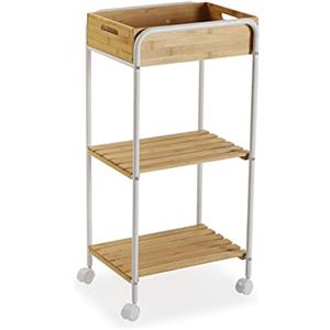 VERSA Minden Mobile Bagno, Mobiletto Bagno Salvaspazio, Mobiletti, Scaffale da Bagno con 2 Ripiani, Misure (A x L x l) 81 x 40 x 29,5 cm, Legno, Colore Marrone e Bianco