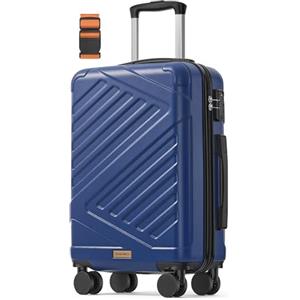 SONGMICS Valigia Rigida, Trolley da Viaggio, Chiusura TSA, Cinghia Inclusa, Bagaglio in ABS con 4 Ruote Doppie, Valigia Bagaglio a Mano da Cabina, M, 55 x 36 x 20 cm, Blu Porto RLP001Q101