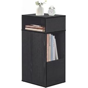 SONGMICS HOME Comodino Camera da Letto in Legno, Mobiletto Moderno con Cassetto, Tavolino Salvaspazio, 30 x 25 x 59,4 cm, Nero, Collezione Kadin LET911BE01