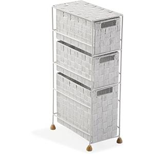 VERSA Mannheim Mobile Bagno, Mobiletto Bagno Salvaspazio, Mobiletti, Cassettiera con 3 cassetti per organizzare, Misure (A x L x l) 57 x 28 x 15,5 cm, Nylon, Colore Bianco