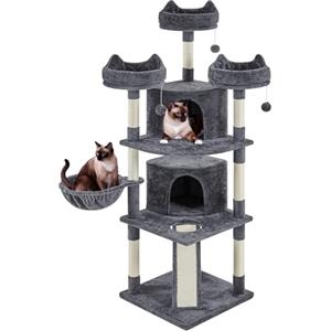 Yaheetech Albero Tiragraffi per Gatti Adulti Alto 174 cm XXL Grigio Scuro