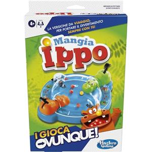 Hasbro Gaming Mangia Ippo, I Gioca Ovunque, Gioco Portatile, per Bambini e Bambine dai 4 Anni in Su, Giocattolo Compatto per 2 Giocatori, Include 2 Ippopotami Affamati