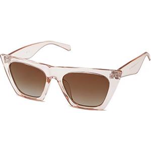 SOJOS Occhiali da Sole da Donna Polarizzati Retrò Cateye Fashion Style Sunnies Bella SJ2115 con Montatura Marrone Cristallo / Lenti Marrone Sfumato