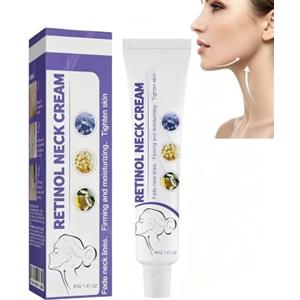 MQUGEE Crema Collo al Retinolo, Crema Rassodante Anti-Rughe per Viso e Collo, Effetto Liftante e Azione Levigante, Riduce Doppio Mento e Linee Sottili, Pelle più Compatta e Tesa, 40g