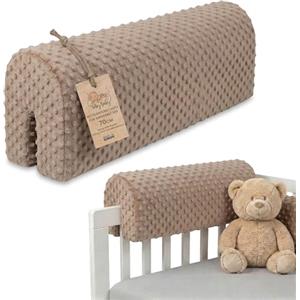 Totsy Baby Paracolpi lettino neonato antisoffoco 70 cm - Protezione schiuma per lettino fasciatoio e culla per i bordi del letto o della culla per bambini da 1 a 3 anni Oeko-Tex Beige