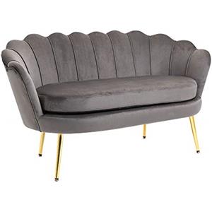 HOMCOM Divanetto 2 Posti in Tessuto con Braccioli 133x63x75cm Grigio