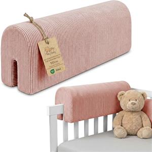 Totsy Baby Paracolpi lettino neonato antisoffoco 50 cm - Protezione schiuma per lettino fasciatoio e culla per i bordi del letto o della culla per bambini da 1 a 3 anni Velluto a coste Oeko-Tex Rosa B