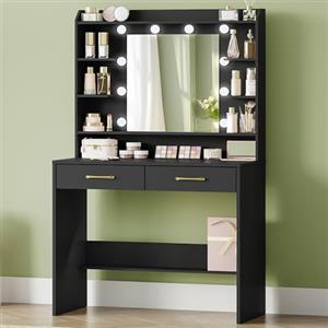 Hzuaneri 80 cm Toeletta Trucco, specchio e luce LED, 40x80x149cm, Nero