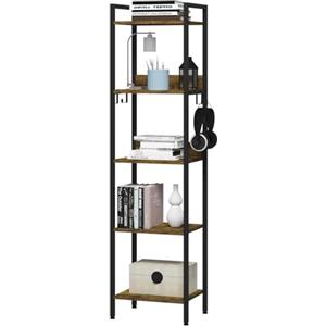 WOLTU Libreria a 5 Ripiani, Scaffale con 4 Ganci Industriale