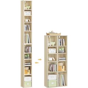 WOLTU Porta CD a Colonna, Libreria Stretta e Alta con 10 Scomparti