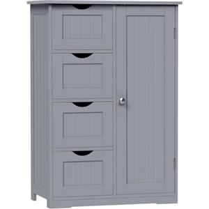 EUGAD Cassettiera, Mobile da Bagno con 4 Cassetti e 2 Scomparti Regolabili, Mobile Portaoggetti per Bagno/Camera da Letto/Corridoioo/Cucina, Grigio, 56x30x81 cm