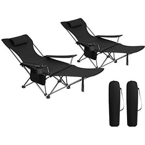 WOLTU Set di 2 Sedie da Campeggio Sedie Pieghevoli Portatile Leggero, Sedia Pieghevole per esterni per Giardino, Pesca, Picnic, Nero
