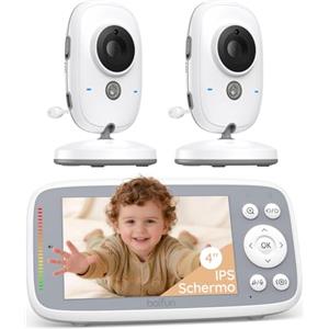 BOIFUN Baby Monitor Video Con Telecamera, Senza Wi-Fi, 4" IPS Schermo Con Zoom 5X, Facile Da Usare e Configurare, Rilevamento del Suono, ModalitÃ VOX