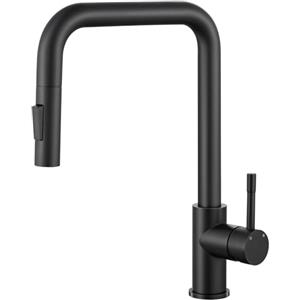 CECIPA Rubinetto Lavello Cucina Nero, Miscelatore Cucina con Doccetta Estraibile, Rubinetti per Lavelli da Cucina, Rubinetto Cucina Nero Acciaio Inox Girevole a 360° Monocomando