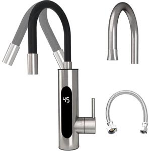 HOGART Rubinetto elettrico con scaldabagno 230 V per cucina, giardino, bagno, roulotte, campeggio, 2 accessori, Smart Heater, rubinetto con scaldabagno istantaneo, rubinetto, boiler