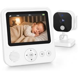 OBVHNUA Baby Monitor Video e Audio 2,8" 720P IPS VOX Visione Notturna