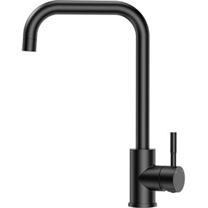CECIPA Rubinetto da cucina nero, miscelatore da cucina nero opaco con manico singolo, rotazione a 360°, rubinetto miscelatore da cucina caldo e freddo in acciaio inox, rubinetto da cucina resistente