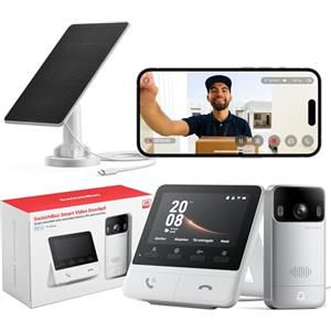 SwitchBot Videocitofono WiFi con Pannello Solare, Citofono Senza Fili da Esterno con Schermo a Colori da 4,3'', 2K Video Campanello con grandangolo di 165°, 5000 mAh, Compatibile Alexa