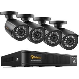 Anlapus CCTV Kit di Videosorveglianza 8 Canali 1080P H.265+ DVR con 4 * 2MP Telecamera Esterno, Backup USB, Allarme Email, Sistema di Sicurezza, Senza HDD