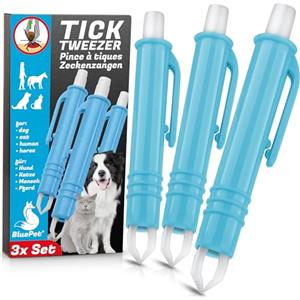 BluePet 3X Pinzetta per zecche, Rimuovi Zecche per Cane, Gatto, Cavalli