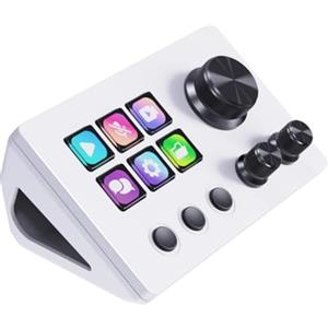 Basicolor N3 Tastiera Macro: 6 Tasti LCD Shortcut, 3 Pulsanti & 3 Manopole - Controller Streaming Programmabile per Streaming (YouTube, OBS, Twitch), Produttività (Office) & Gaming (Mac/PC) - Bianco