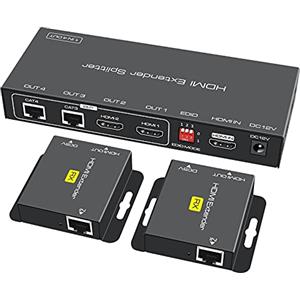 VPFET Splitter HDMI Extender 1 in 2 Out Over Cat5e o 6 Adattatore Ethernet fino a 165FT HD1080P60Hz con supporto loop Impostazioni copia EDID HDCP