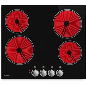 Klarstein Piani Cottura in Vetroceramica - 60 cm, 4 Zone, 5800 W, Manopole, Spegnimento Automatico & Blocco Bambini, Facile da Pulire, Piano Cottura Elettrico Vetroceramica
