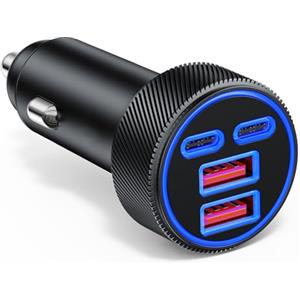 TOONKE 90W Caricatore Auto USB C, Caricabatteria Accendisigari Ricarica Rapida con 4 Porte,Compatibile con iPhone iPad Samsung Huawei Xiaomi