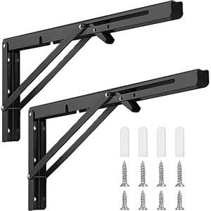 Nutabevr 400mm Staffe Pieghevoli per Mensole, 2 Pezzi Metallo Supporti Tavolo a Parete Folding,Mensola per Banco di Lavoro Fai da Te,Staffe Pieghevoli Per Cucina, Camera Da Letto,Garage,Lo studio