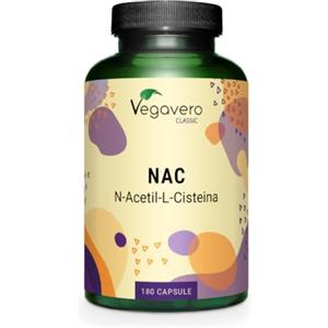 Vegavero NAC N-Acetil-Cisteina 600 mg | 180 capsule (6 Mesi) | Alto Dosaggio | 100% NATURALE da Mais | Precursore del Glutatione | SENZA ADDITIVI | Integratore N-Acetyl L-Cysteine | Vegan | Vegavero