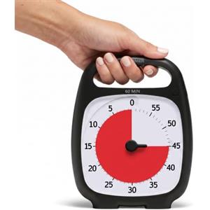 Time Timer PLUS timer analogico visivo da 60 minuti; Avviso opzionale (quadrante di controllo del volume); Funzionamento silenzioso (nessun ticchettio); Strumento di gestione del tempo (carbonio)