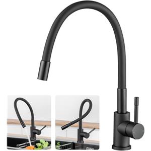 CECIPA Miscelatore Cucina Nero con 1 Modalità Di Getto, Rubinetto Lavello Cucina Flessibile, Rubinetto Cucina Nero, Rubinetti Cucina, Rubinetto da cucina per acqua calda e fredda-SERIE SOFETIY